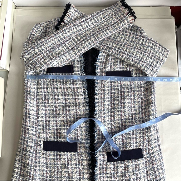 PINKO Made in Italy Long Tweed Jacket Blue & White - Picture 14 of 16